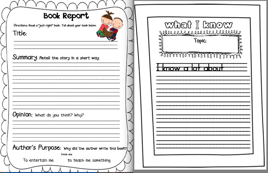 Fiction book report grade 5